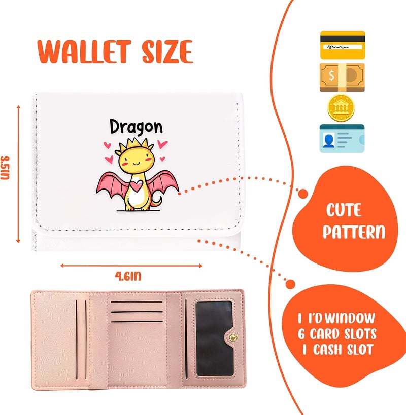 BJDAMAI Dragon Wallet For Teens Kids Girls Age 6,7,8,9,10,11,12, Small Slim Thin Mini Compact Women Wallet, Animal Lovers Gifts Stuff, Cash Card Coin Pocket Window For Female! - Image 2